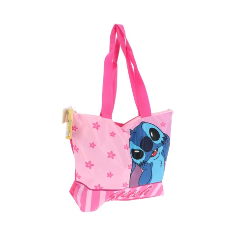 Torba plażowa na zakupy Stich Torebka z podszewką kieszonka suwak Stitch