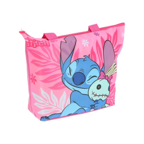 Torba plażowa na zakupy Stich Torebka z podszewką kieszonka suwak Stitch