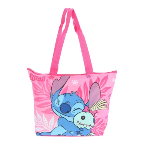 Torba plażowa na zakupy Stich Torebka z podszewką kieszonka suwak Stitch