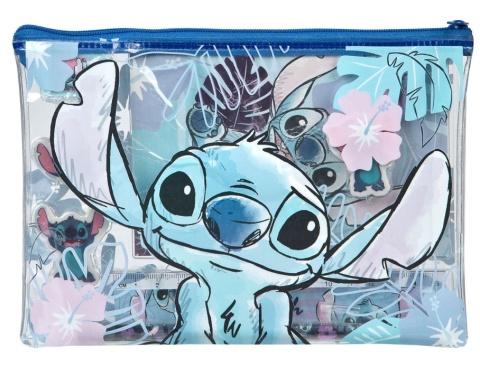 Zestaw Stich linijka ołówek notes temperówka saszetka gumka Lilo I Stitch