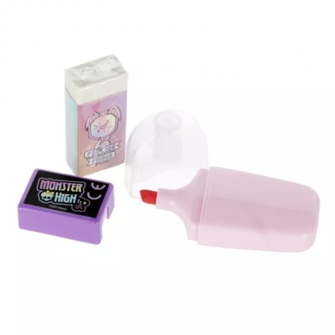 Zestaw do pisania ołówek zakreślacz gumka notes temperówka MONSTER HIGH