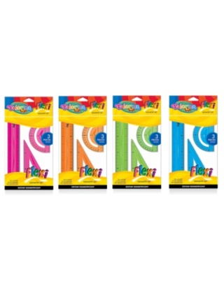 Zestaw geometryczny elastyczny 3 elementy linijka 15 cm ekierka kątomierz