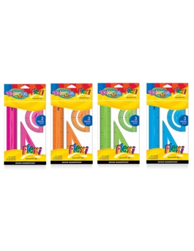 Zestaw geometryczny elastyczny 3 elementy linijka 15 cm ekierka kątomierz