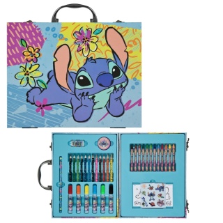 Zestaw plastyczny kreatywny kredki flamastry notes walizka Stitch Stich 44el