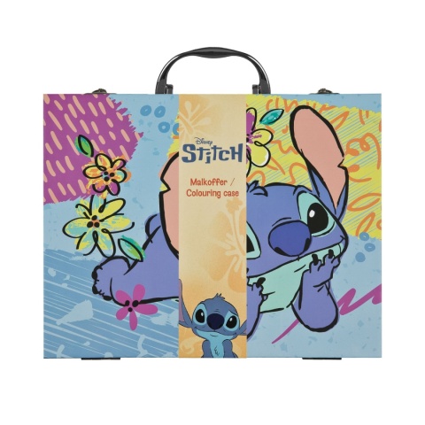 Zestaw plastyczny kreatywny kredki flamastry notes walizka Stitch Stich 40el