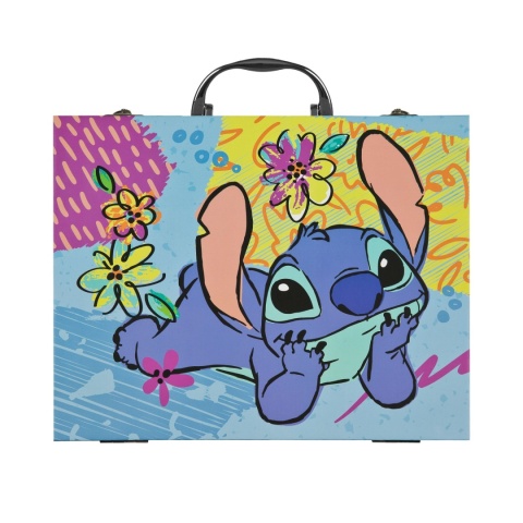 Zestaw plastyczny kreatywny kredki flamastry notes walizka Stitch Stich 40el