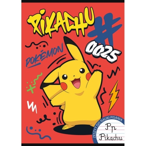 Zeszyt A4 trzylinia kolorowa do nauki pisania 32 kartek pokemon Pikachu