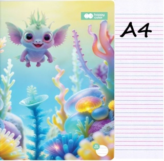 Zeszyt A4 trzylinia kolorowa do nauki pisania 32 kartki Aqua cuties Aksolot