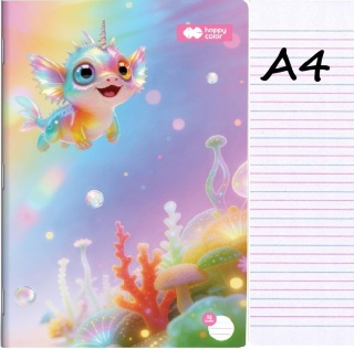 Zeszyt A4 trzylinia kolorowa do nauki pisania 32 kartki Aqua cuties Aksolot