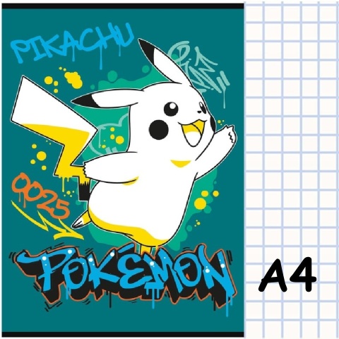 Zeszyt A4 w kratkę 32 kartek Pokemon Pikachu 0025