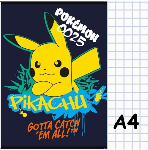 Zeszyt A4 w kratkę 32 kartek Pikachu Pokemon