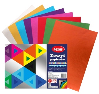 Zeszyt papierów kolorowych samoprzylepny metalizowany 8 szt A5 Rexus