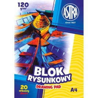 blok rysunkowy biały gruby A4 120 g/m2 20 kartek Astra