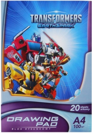 blok rysunkowy biały gruby A4 110 g/m2 20 kartek Transformers Astra