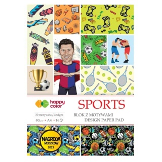 blok z motywami Sport piłka pływanie żużel A4 15ark. 80g 30 wzorów