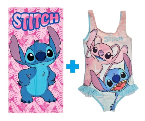 strój kąpielowy dziecięcy + Ręcznik plażowy zestaw Lilo I Stitch 140