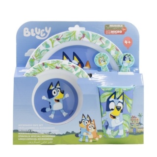 BINGO I BLUEY pieski blue zestaw śniadaniowy miska talerz sztućce kubek 260