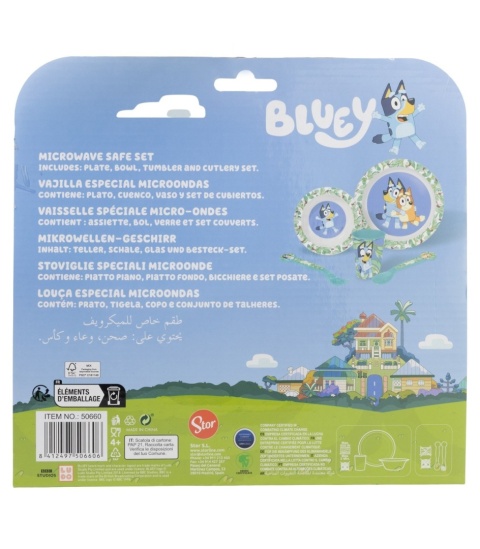 BINGO I BLUEY pieski blue zestaw śniadaniowy miska talerz sztućce kubek 260
