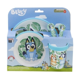 Bingo i Bluey zestaw śniadaniowy Blue talerz miska kubek 250 antypoślizgowe