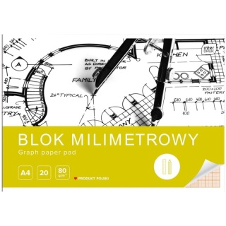 Blok milimetrowy 80g /m2 A4 20 kartek INTERDRUK