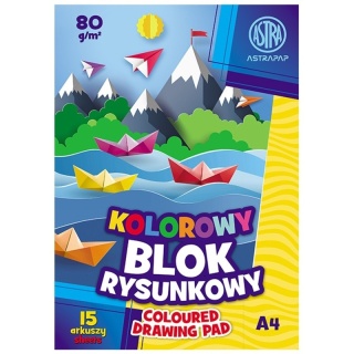 Blok rysunkowy kolorowy barwiony w masie A4 15 kartek Astra 80g/m2