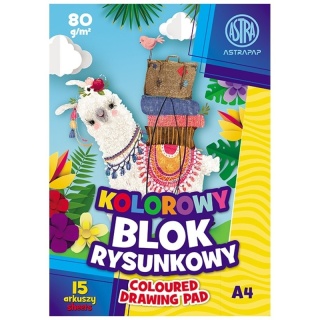 Blok rysunkowy kolorowy barwiony w masie A4 15 kartek Astra 80g/m2