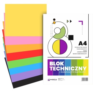 Blok techniczny A4 8 k 160g kolorowy Wektor 1 szt