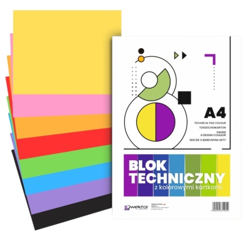 Blok techniczny A4 8 k 160g kolorowy Wektor 1 szt