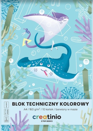Blok techniczny A4 10 k 160g kolorowy barwiony w masie Top-2000