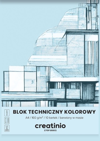 Blok techniczny A4 10 k 160g kolorowy barwiony w masie Top-2000