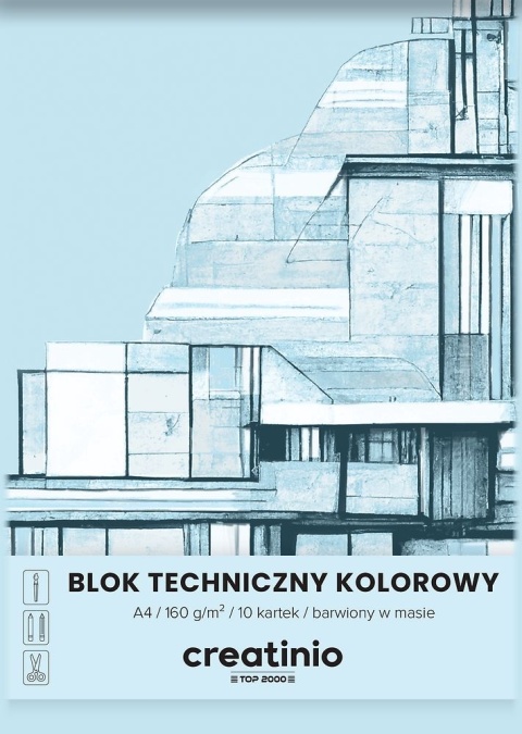 Blok techniczny A4 10 k 160g kolorowy barwiony w masie Top-2000