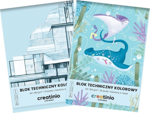Blok techniczny A4 10 k 160g kolorowy barwiony w masie Top-2000