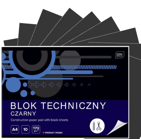 Blok techniczny INTERDRUK A4 10 k 170g CZARNY