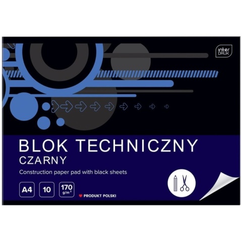 Blok techniczny INTERDRUK A4 10 k 170g CZARNY