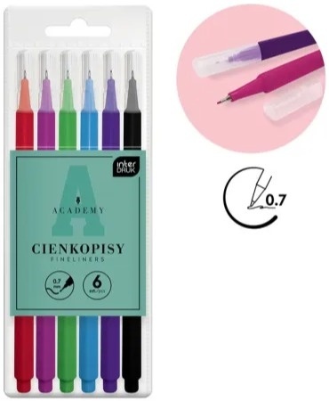 Cienkopis pisaki czerwony zielony niebieski INTERDRUK Academy 0,7 mm 6 szt