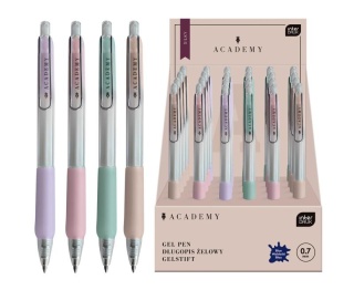 Długopis żelowy niebieski grip Interdruk Silk Academy pastel 0,7 mm 4 szt