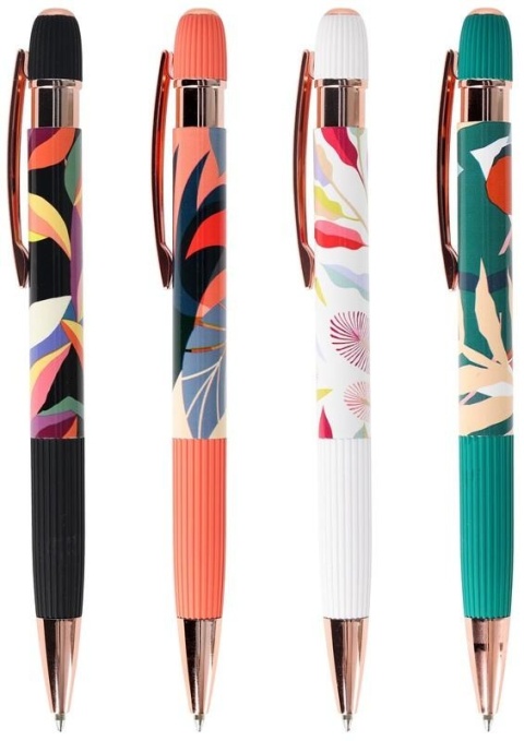 Długopis żelowy Floral kwiaty 0,7 mm 4 szt Strigo