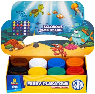 Farby plakatowe szkolne Astra 20 ml 8 kolorów