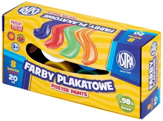 Farby plakatowe szkolne Astra 20 ml 8 kolorów