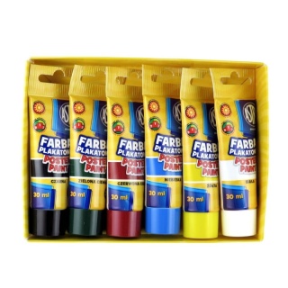 Farby plakatowe w tubce 30 ml Astra 6 kolorów