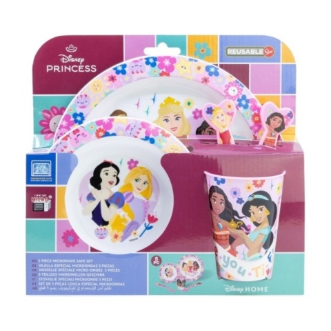 Księżniczki Disney zestaw śniadaniowy talerz miska sztućce kubek