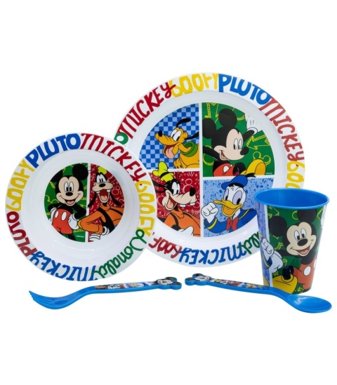 Myszka Miki Pluto Goofy zestaw śniadaniowy talerz miska sztućce kubek