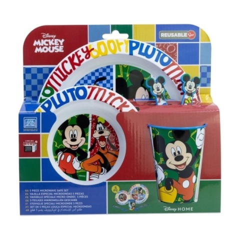 Myszka Miki Pluto Goofy zestaw śniadaniowy talerz miska sztućce kubek