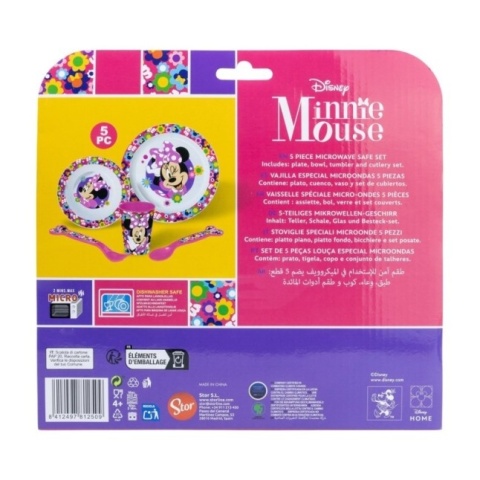 Myszka Minnie zestaw śniadaniowy talerz miska sztućce kubek