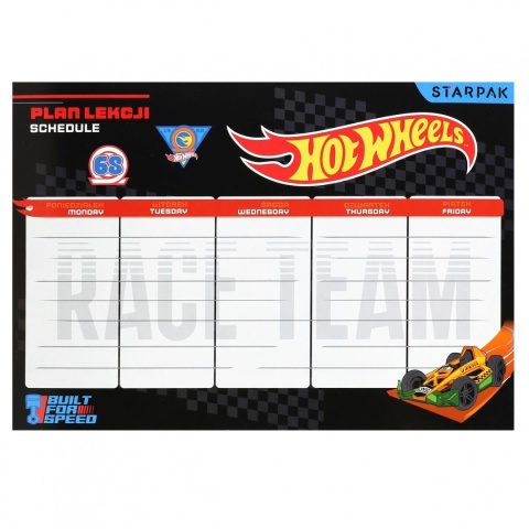 Naklejki nalepki na zeszyty 12szt plan lekcji tabliczka mnożenia Hot Wheels