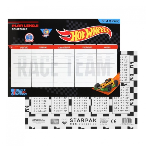 Naklejki nalepki na zeszyty 12szt plan lekcji tabliczka mnożenia Hot Wheels