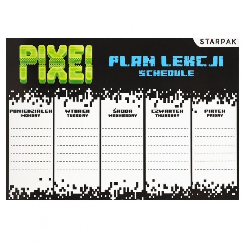 Naklejki nalepki na zeszyty 12szt plan lekcji tabliczka mnożenia game pixel