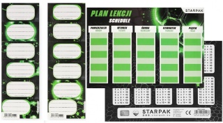 Naklejki nalepki na zeszyty 12szt plan lekcji tabliczka mnożenia piłka