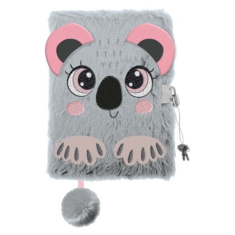 Notatnik pamiętnik kudłacz sekretny z kłódką A5 96k pluszowa KOALA 3D