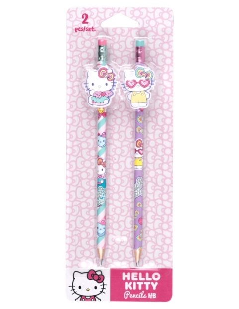 Ołówek z gumką HB figurką toperem kotek Hello Kitty 2 szt